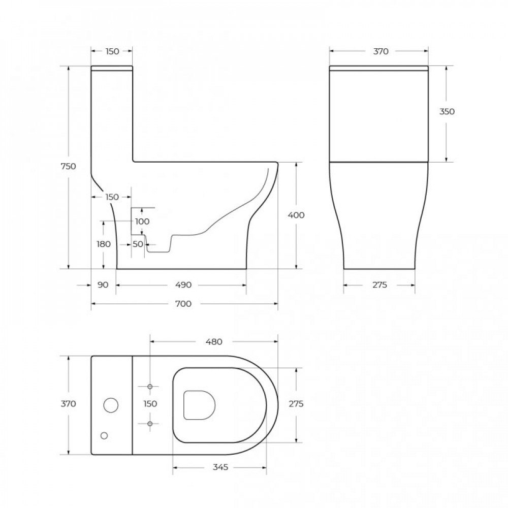 Унитаз-моноблок безободковый с сиденьем Belbagno LOUNGE