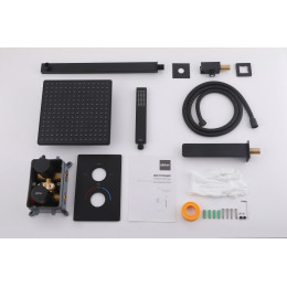 Душевая система ABBER Weiss Insel AF8050B скрытого монтажа с изливом, термостат, черная матовая