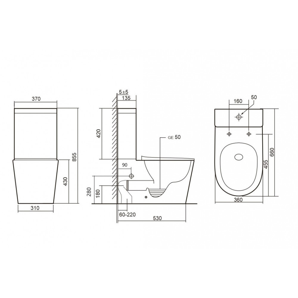 Унитаз ABBER Bequem AC1112TMB компакт черный матовый, безободковый, смыв торнадо