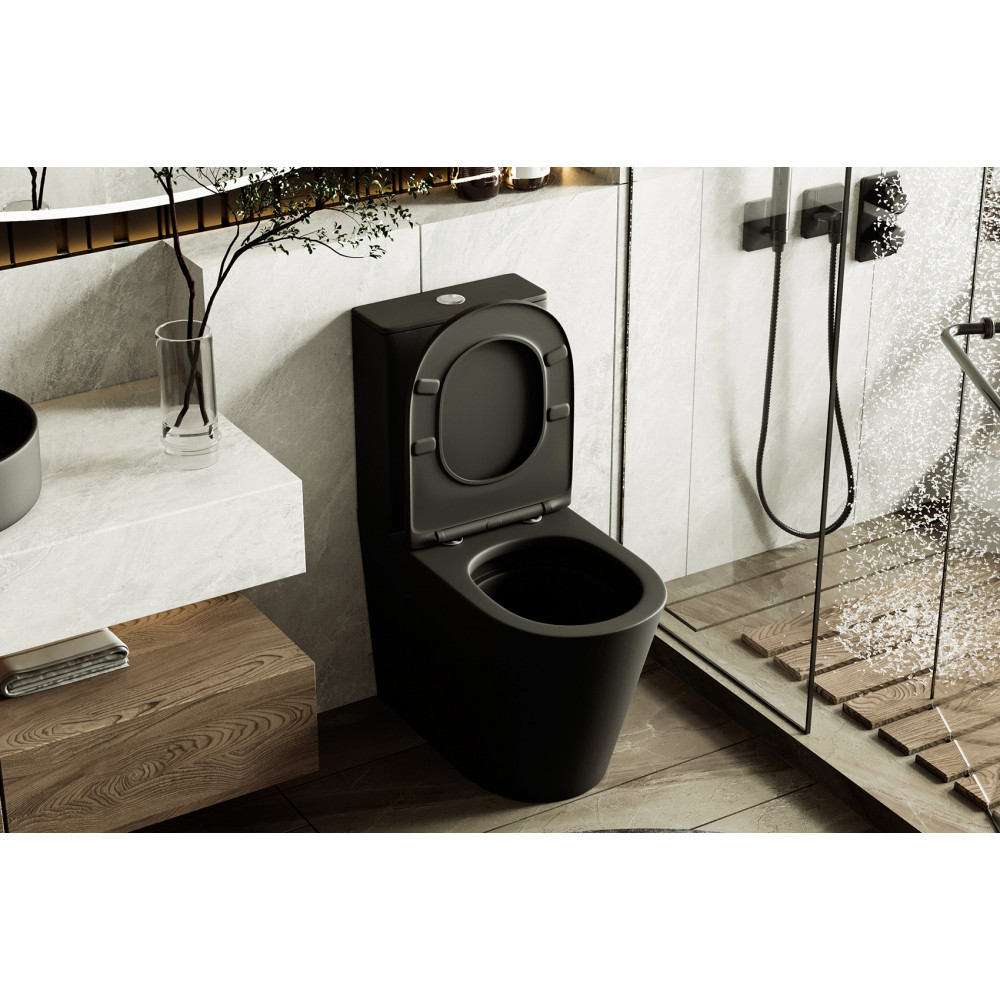 Унитаз ABBER Bequem AC1112TMB компакт черный матовый, безободковый, смыв торнадо