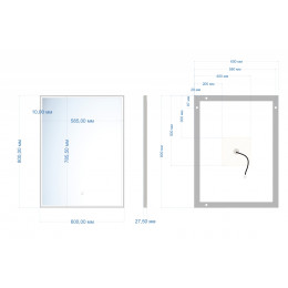 Зеркало ABBER See AG6108S-0.6 с подсветкой, сенсорный выключатель, диммер