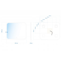 Зеркало ABBER See AG6109S-0.8 с подсветкой, сенсорный выключатель, диммер