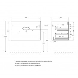 Мебель для ванной CEZARES DUET-N  с двумя ящиками 60, 70, 80, 90, 100, 120 см.