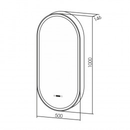 Зеркальный шкаф ABBER Kontur AG6339SWHB с подсветкой, сенсорный выключатель, диммер, часы, подогрев, черный