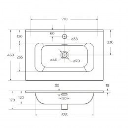 Мебель для ванной CEZARES DUET-N  с двумя ящиками 60, 70, 80, 90, 100, 120 см.
