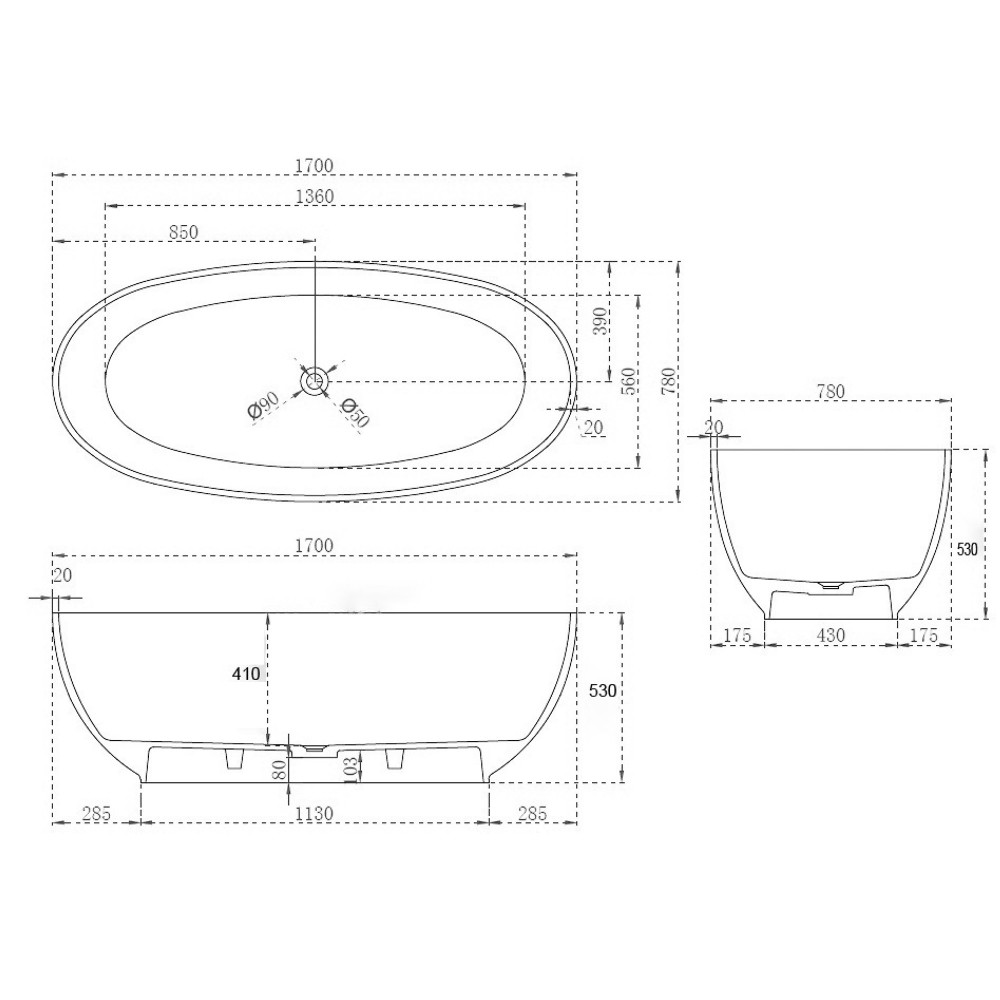 Прозрачная ванна ABBER Kristall AT9703Amber желтая