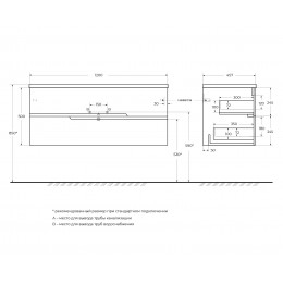 Мебель для ванной CEZARES DUET-N  с двумя ящиками 100, 120 см. левосторонняя и правосторонняя