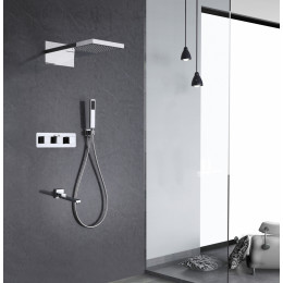 Душевая система ABBER Daheim AF8253 скрытого монтажа с изливом, термостат, хром