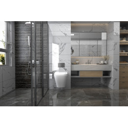 Комплект подвесной унитаз ABBER Rechteck AC1201 белый с инсталляцией AC0105 и кнопкой AC0121MMG золото матовое