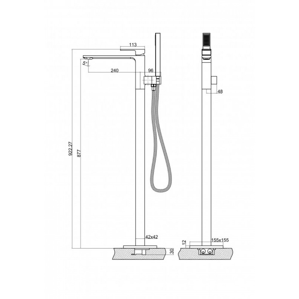 Напольный смеситель для ванны BELBAGNO LUCE LUC-FMT