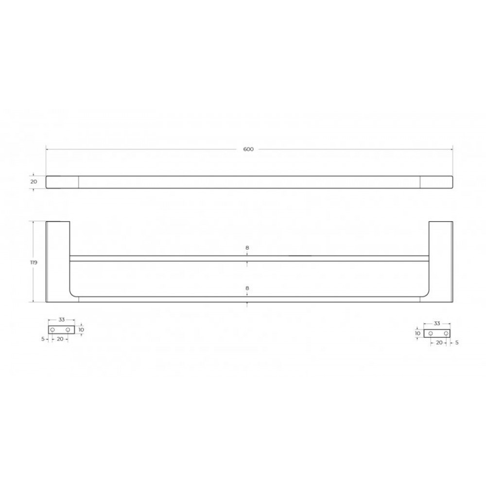 Полотенцедержатель двойной 60 см CEZARES SLIDER-THD-60