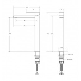 Смеситель для накладной раковины без донного клапана CEZARES SLIDER-LC-W0