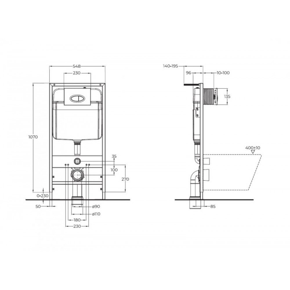 Комплект инсталляции BELBAGNO BB026 с унитазом STYLUS и клавишей смыва