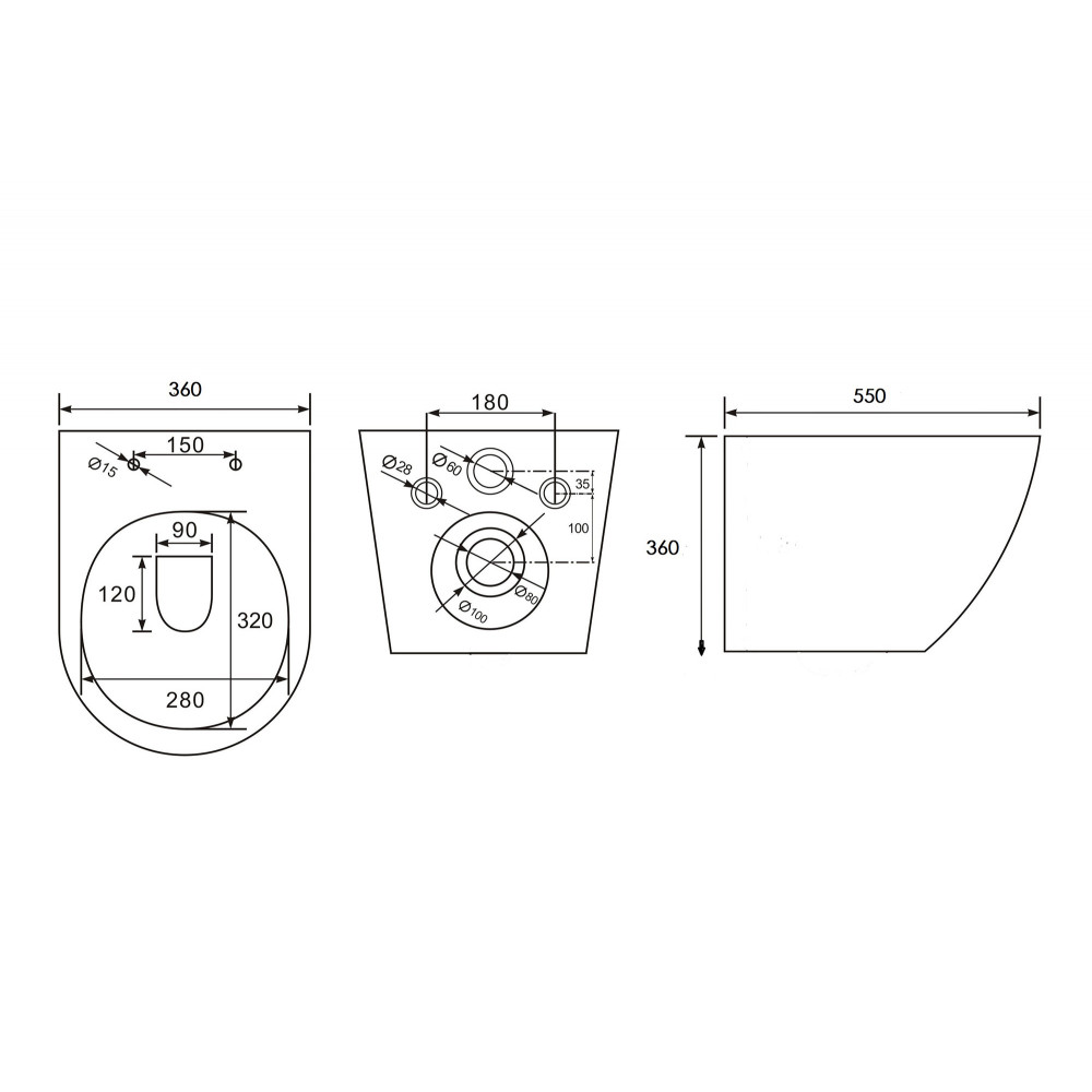 Унитаз ABBER Bequem AC1103MB подвесной черный матовый, безободковый