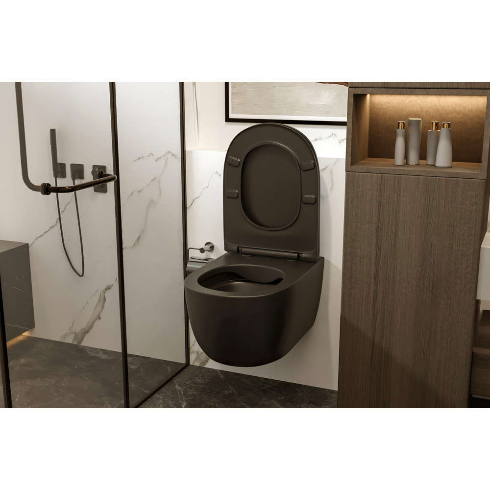 Унитаз ABBER Bequem AC1104MB подвесной черный матовый, безободковый