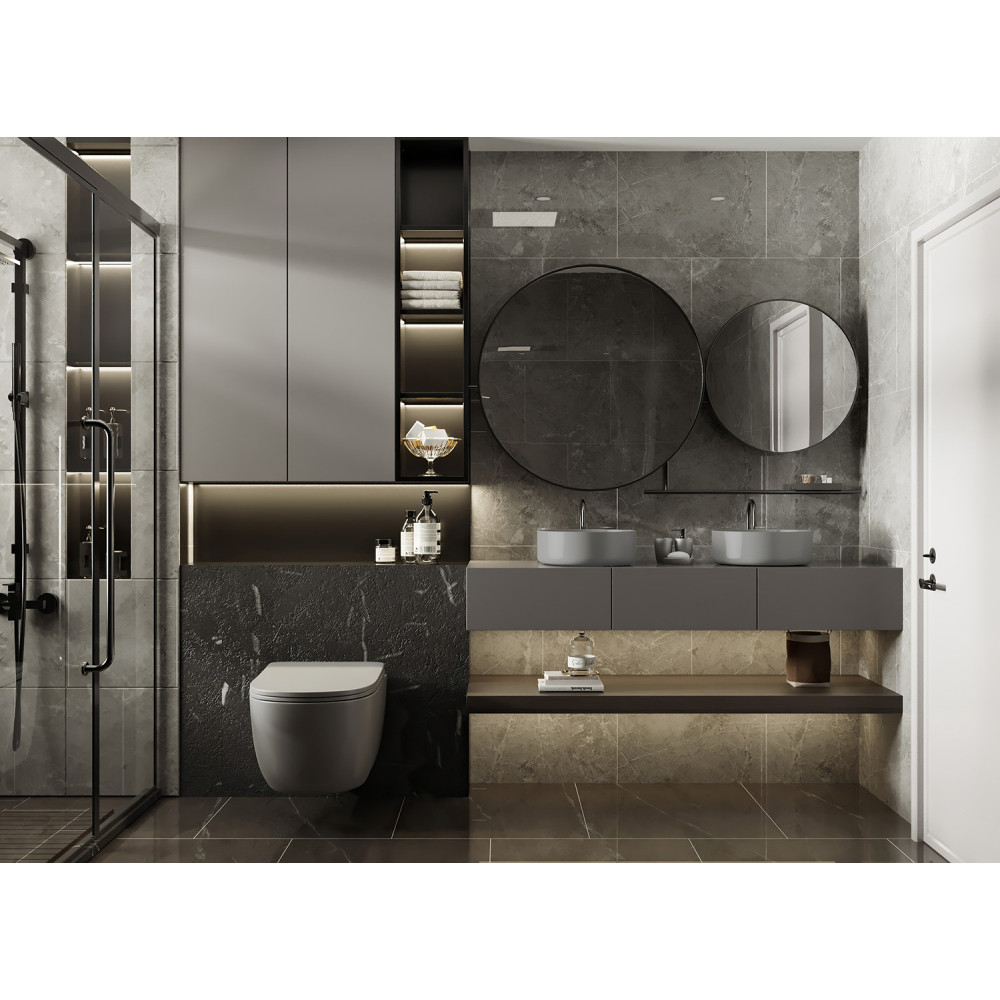 Унитаз ABBER Bequem AC1104MG подвесной серый матовый, безободковый