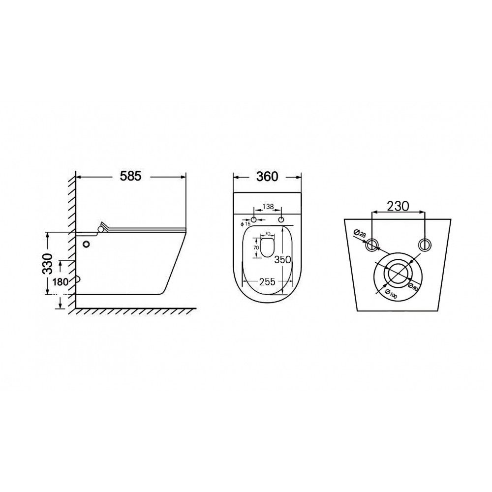 Унитаз ABBER Bequem AC1106P подвесной белый с импульсным смывом