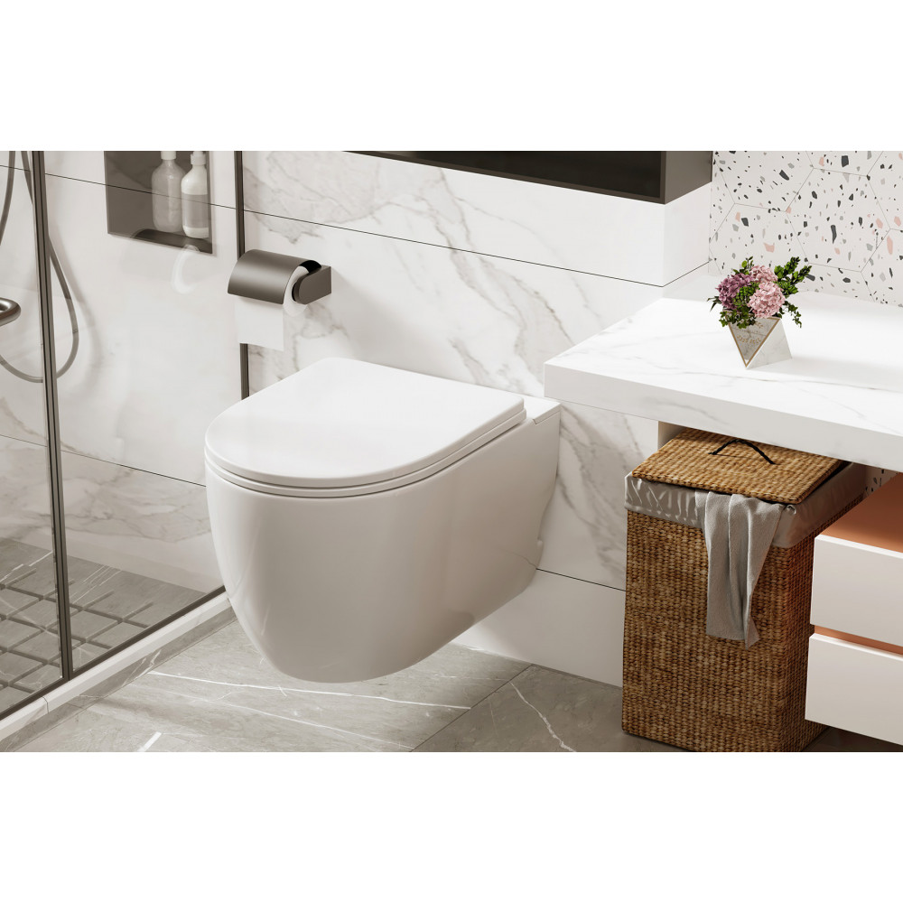 Унитаз ABBER Bequem AC1105P подвесной белый с импульсным смывом