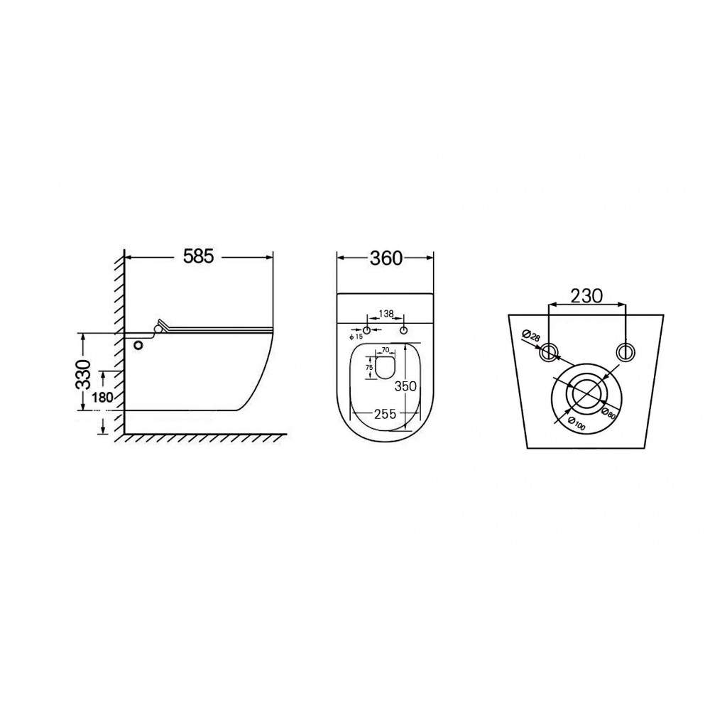 Унитаз ABBER Bequem AC1105P подвесной белый с импульсным смывом