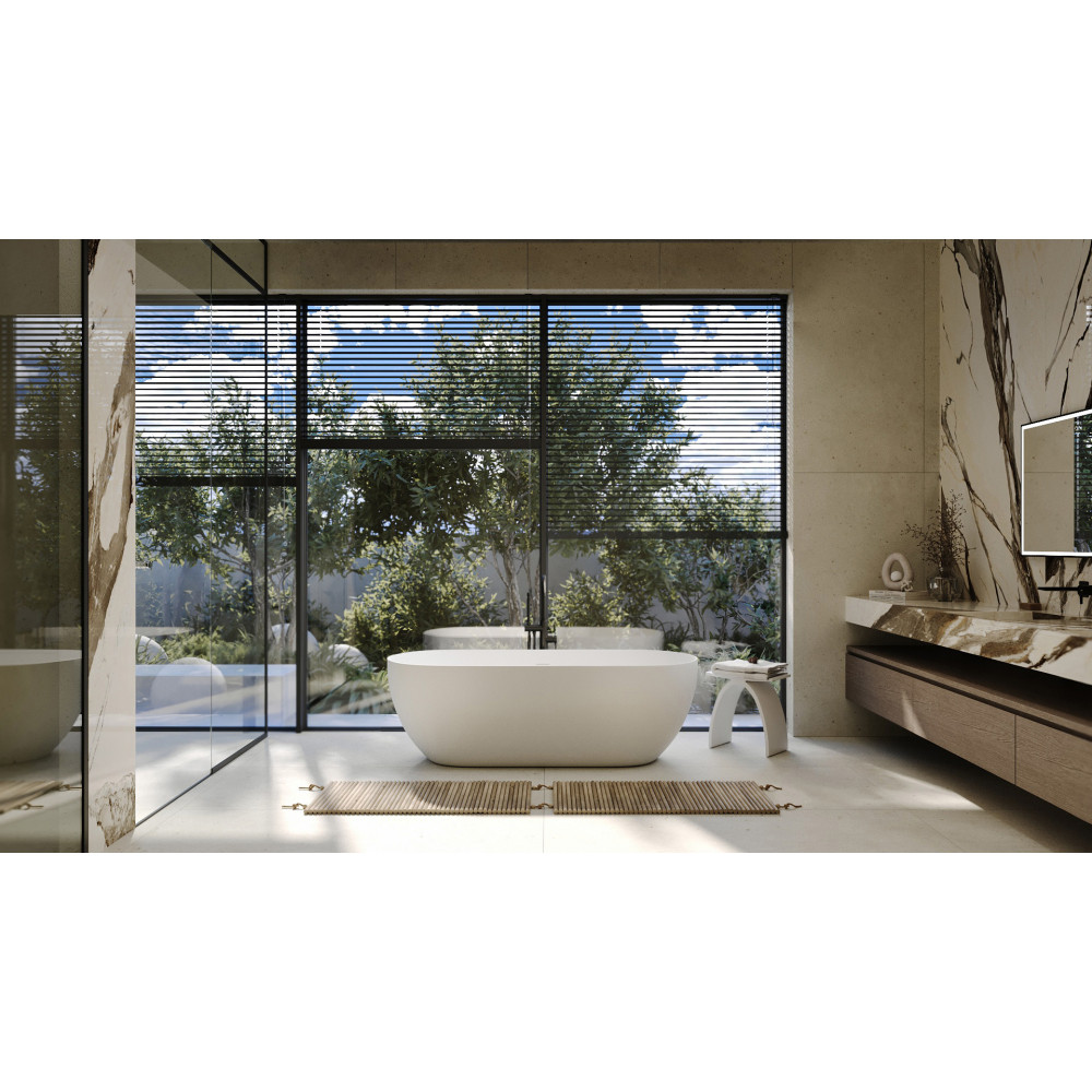 Ванна из искусственного камня ABBER Stein AS9613-1.6 белая матовая