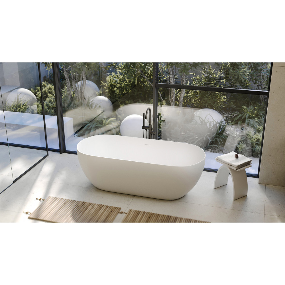 Ванна из искусственного камня ABBER Stein AS9613-1.6 белая матовая