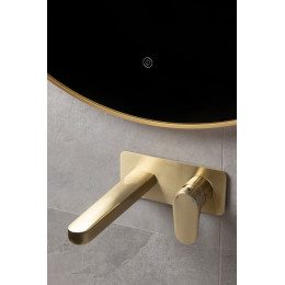 Зеркало круглое , мет. рама, подсв., сенсор, антизапотевание, D80cm, MATT GOLD