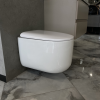Flow подвесной унитаз глянец белый с крышкой, функция Торнадо