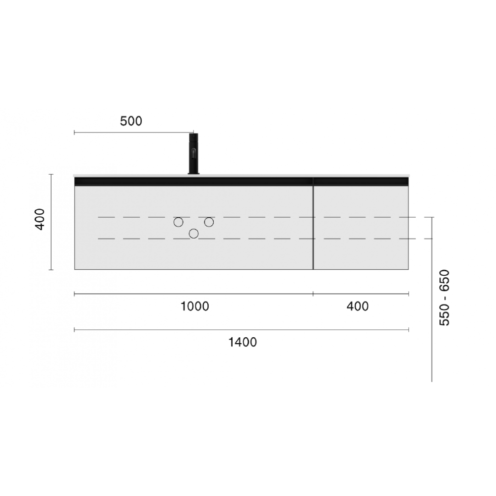 QUATRO 2 140см (100+40) тумба LUNA профиль ANTHRACITE