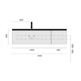 QUATRO 2 140см (100+40) тумба LUNA профиль ANTHRACITE