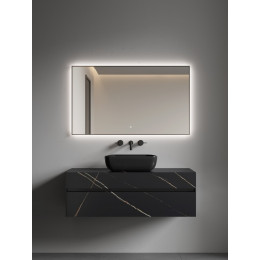 Прямоугольное зеркало , мет. рама, подсв., сенсор, антизапотевание, 120*70 GOLD