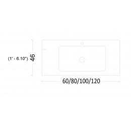 Раковина моноблок Vallessi 100 белая керамика без отверстия