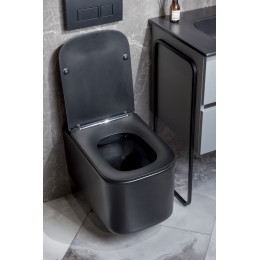 Унитаз подвесной, Mane Черный матовый c крышкой