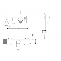 Смеситель для ванны, Uno. Black Gold