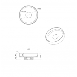 Раковина накладная Corian 400*130 Calacatta