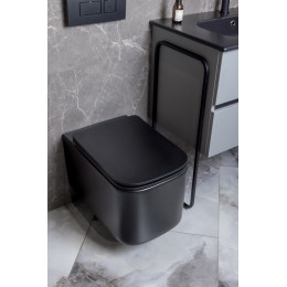 Унитаз подвесной, Mane Черный матовый c крышкой