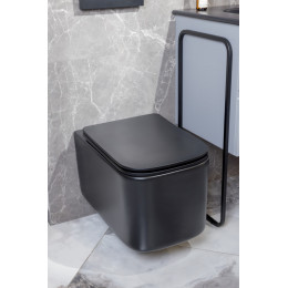 Унитаз подвесной, Mane Черный матовый c крышкой