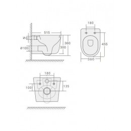 Flow подвесной унитаз глянец белый с крышкой, функция Торнадо