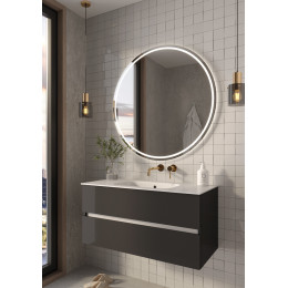 Тумба без раковины Vallessi 100*46cm АНТРАЦИТ глянец 2 полки,
