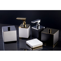 Мыльница квадратная черный-золото