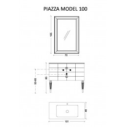 Тумба Piazza 100 белая + Золото_Комплект