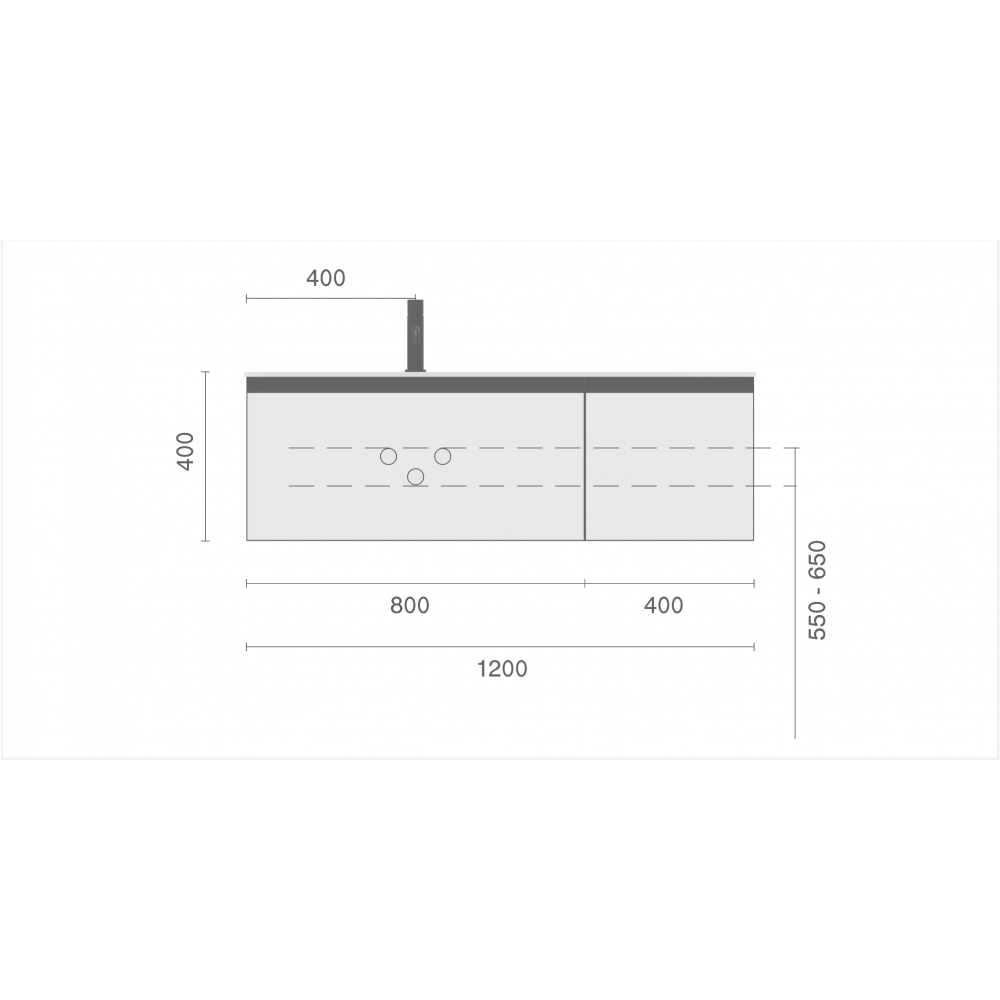 QUATRO 1 100CM тумба рифл с подсв. LUNA FUGA профиль ANTHRACITE