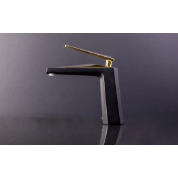 Смеситель для умывальника высокий VENTURO черный + золото