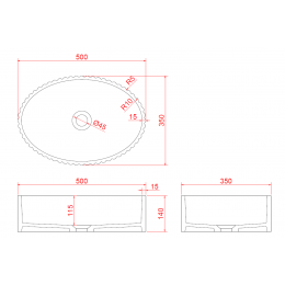 Раковина Canale рифл глянец чёрный
