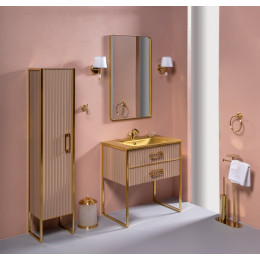 Тумба MONACO 80см h84см капучино глянец + золото под раковину моноблок