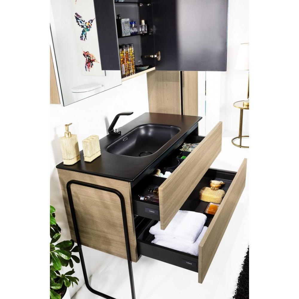 Зеркальный шкаф Vallessi 100 LIGHT OAK с подсветкой