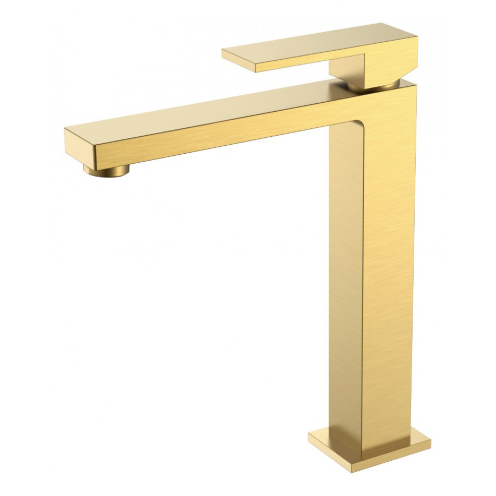 Смеситель для умывальника высокий Qubic Matt Gold