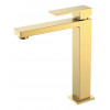 Смеситель для умывальника высокий Qubic Matt Gold