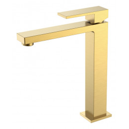 Смеситель для умывальника высокий Qubic Matt Gold
