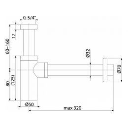 Сифон для раковины Nickel Brush без клик-клак