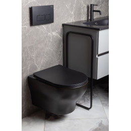 Унитаз подвесной FIORE Черный матовый c крышкой, функция Торнадо
